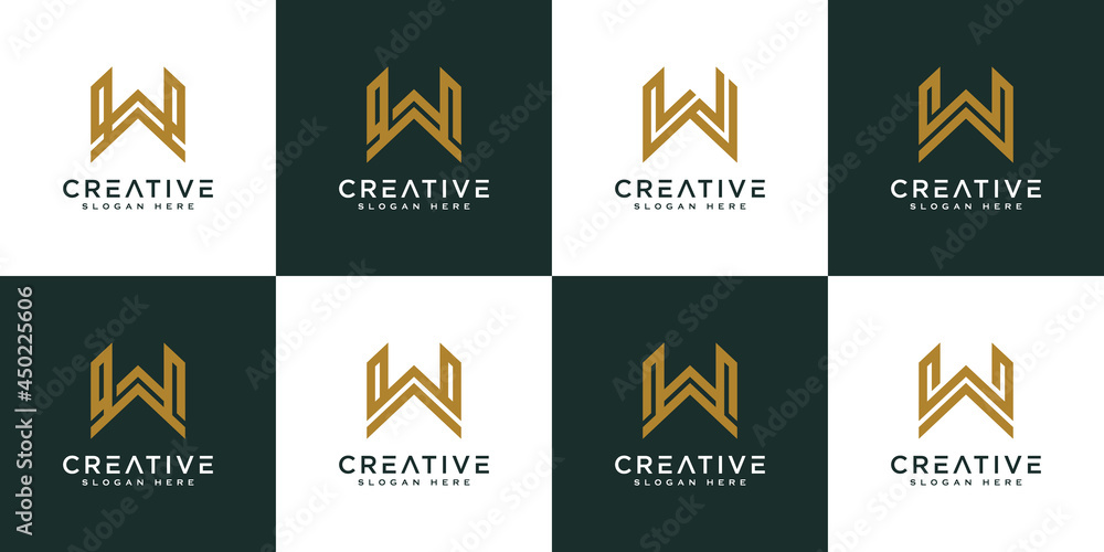 set of initials letter W abstract logo vector design
