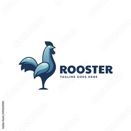 Vector Logo Illustration Rooster Simple Mascot Style.