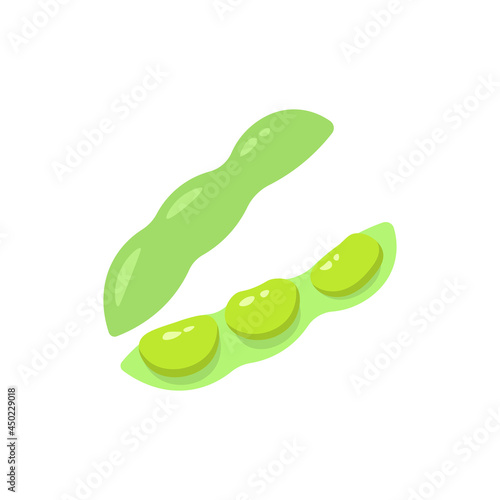 illustration of green bean or green soybean. nuts. agricultural product. flat cartoon style. vector design elements