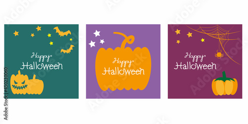 Set of Halloween vector template. Decorative Halloween illustration for SNS, Cover, graphics and banner design.
Square frame design for Happy Halloween.