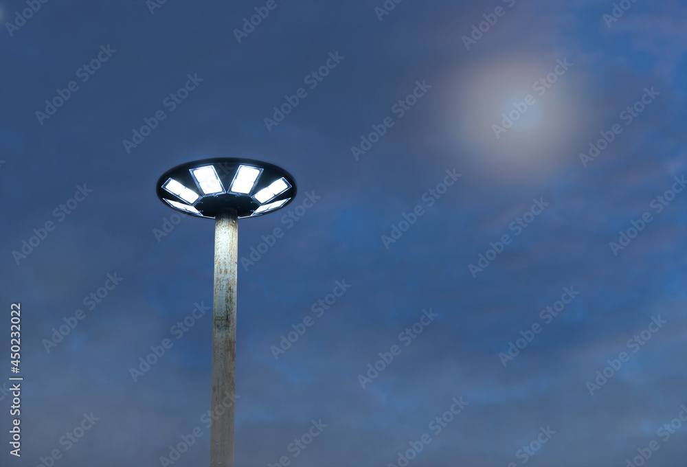 High poles using solar cells in the garden. High poles using solar cells in the garden.