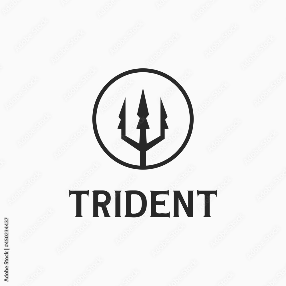 Fototapeta premium Circular Trident Neptune Poseidon Triton King Spear logo design