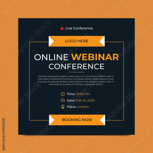 Online business conference social media post marketing banner. Social media banner and square online business conference web banner