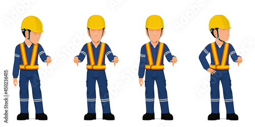 set of industrial worker is pointing down