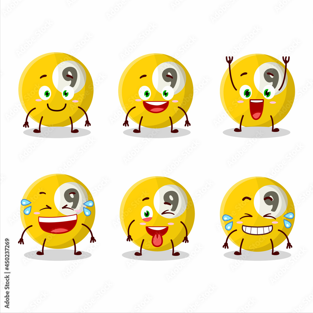 Cartoon character of billiards ball with smile expression Cartoon character of billiards ball with smile expression