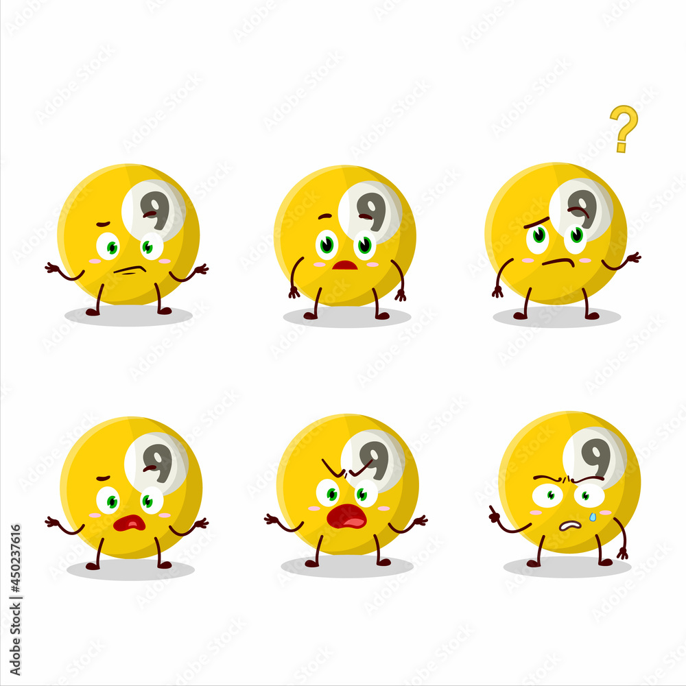 Cartoon character of billiards ball with what expression Cartoon character of billiards ball with what expression