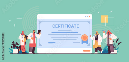 arab graduated doctors holding certificate arabic graduates celebrating academic diploma degree