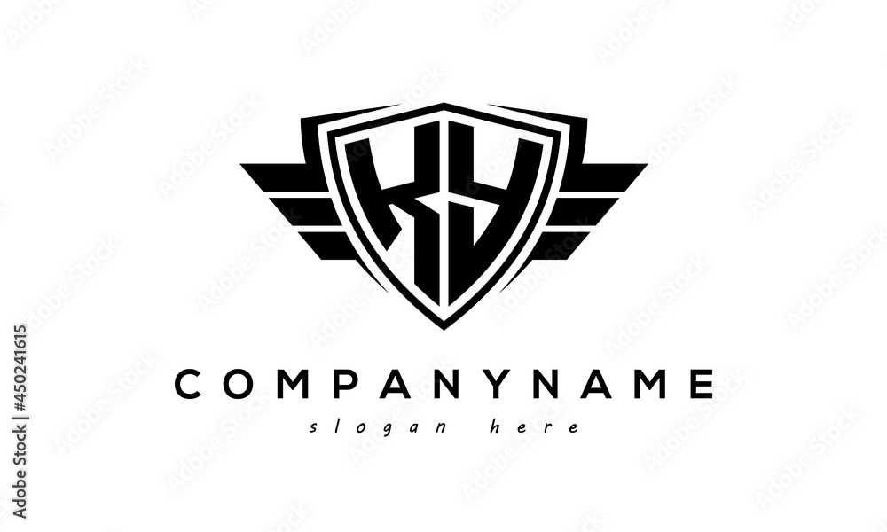Wings shield letter KY logo vector Wings shield letter KY logo vector