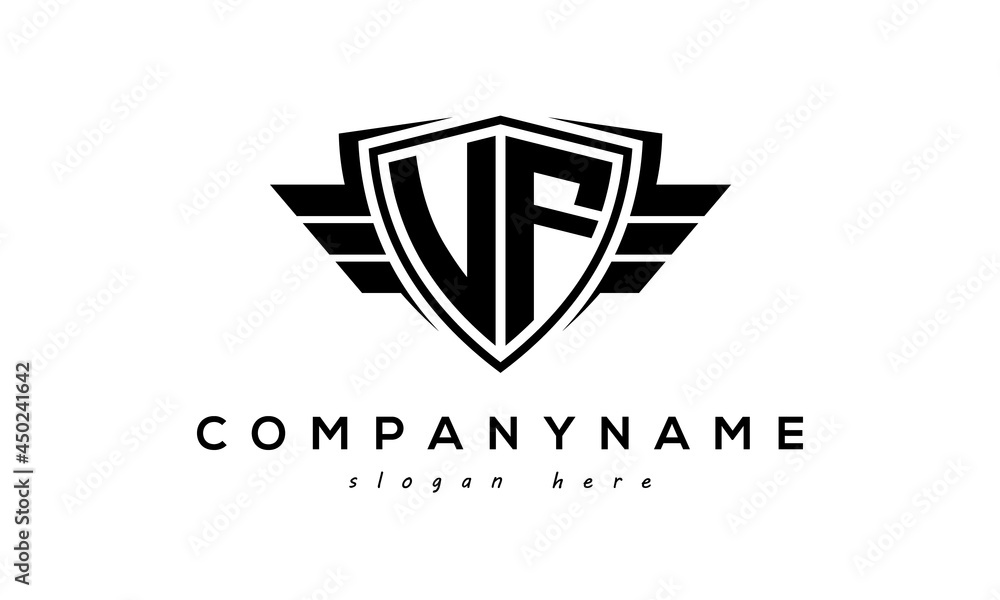 Wings shield letter UF logo vector Wings shield letter UF logo vector
