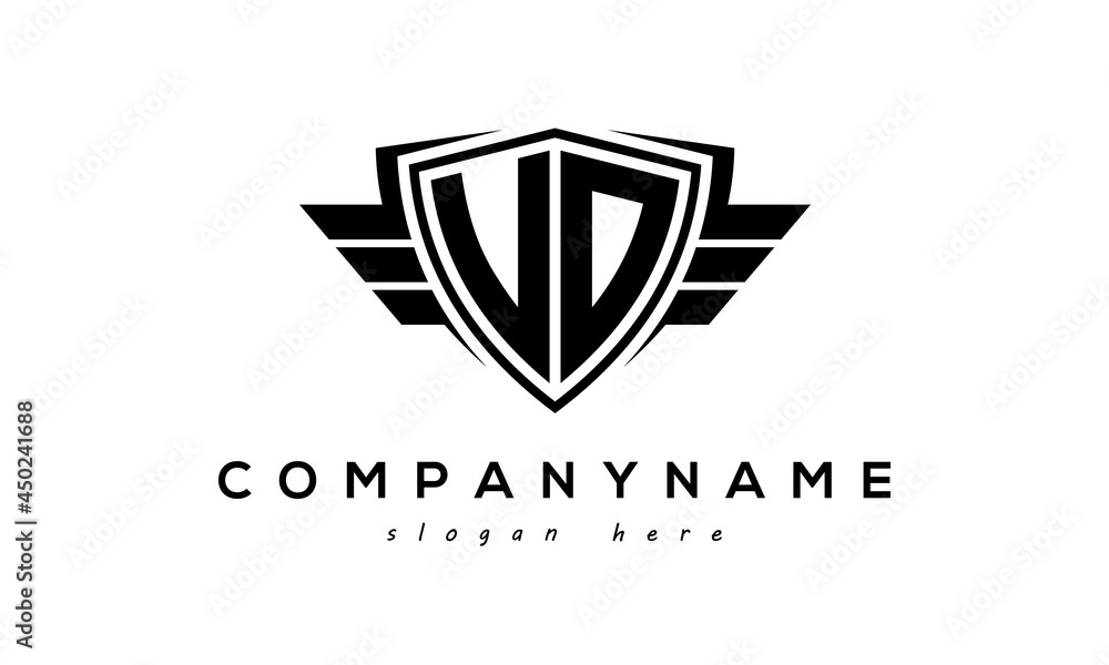 Wings shield letter UO logo vector Wings shield letter UO logo vector