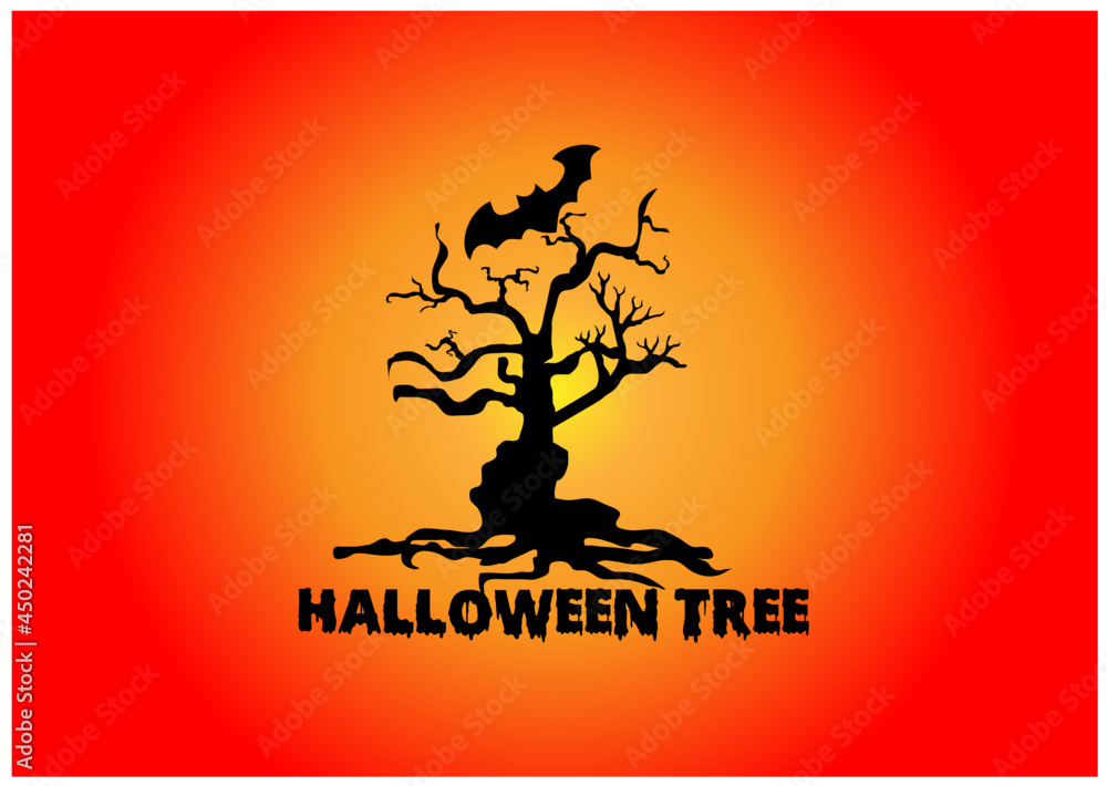 Halloween tree logo and icon design template12