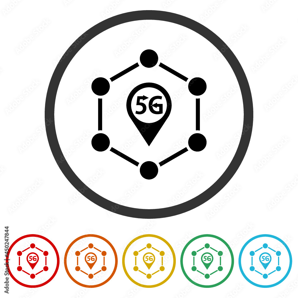 5G wireless internet wifi connection ring icon isolated on white background