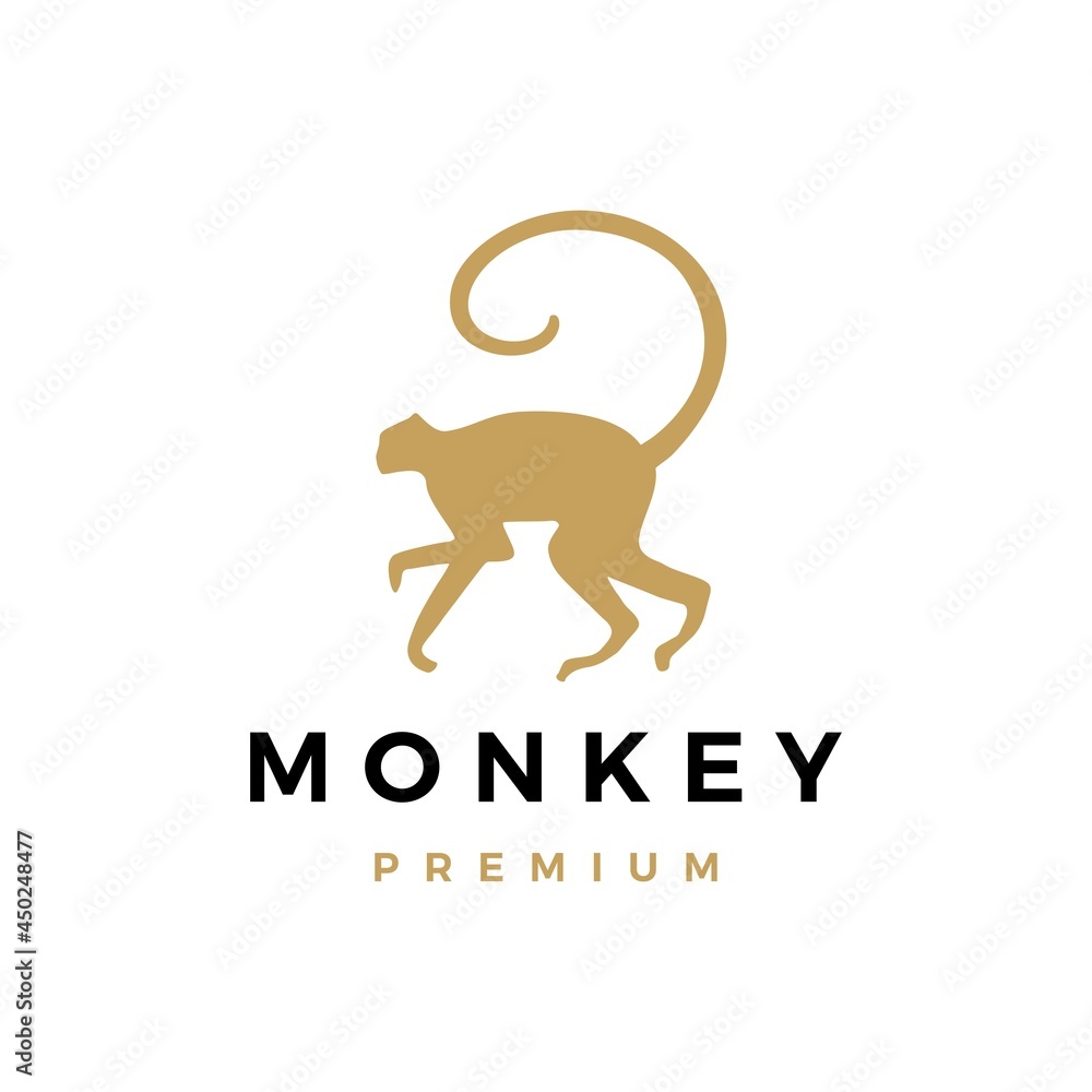 monkey long tail logo vector icon illustration