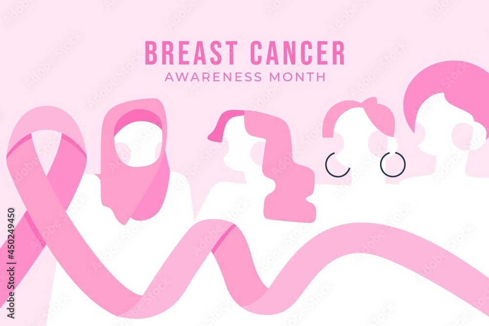 Flat Breast Cancer Awareness Month Background