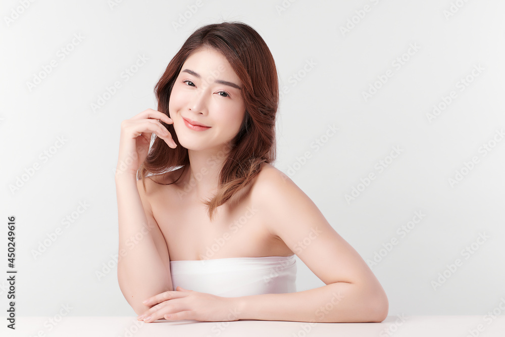Beautiful young asian woman with clean fresh skin on white background, Face care, Facial treatment, Cosmetology, beauty and spa, Asian women portrait. Beautiful young asian woman with clean fresh skin on white background, Face care, Facial treatment, Cosmetology, beauty and spa, Asian women portrait.