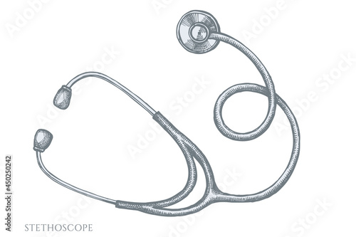Vector set of hand drawn pastel stethoscope
