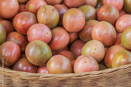 Fresh passion fruit in the market.