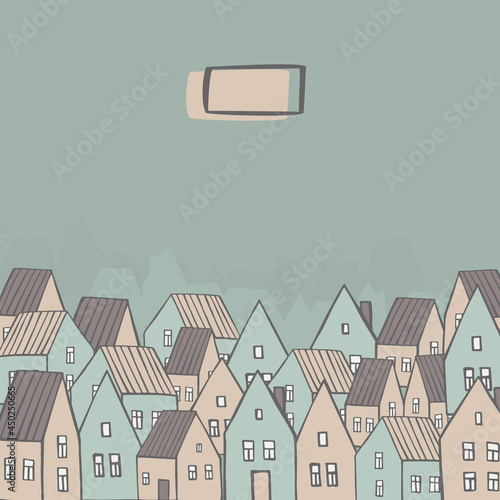 Houses. Small town. Vector illustration.