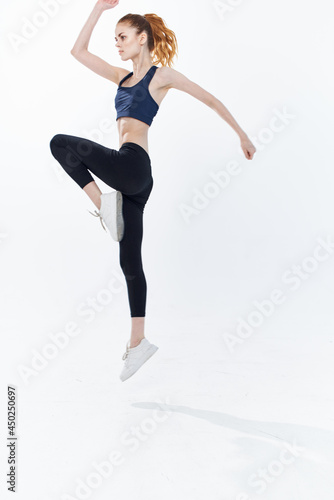 sportive woman jumping jogging workout exercise