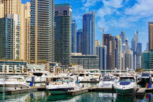 Dubai Marina skyscrapers and port in Dubai, United Arab Emirates © fotofabrika