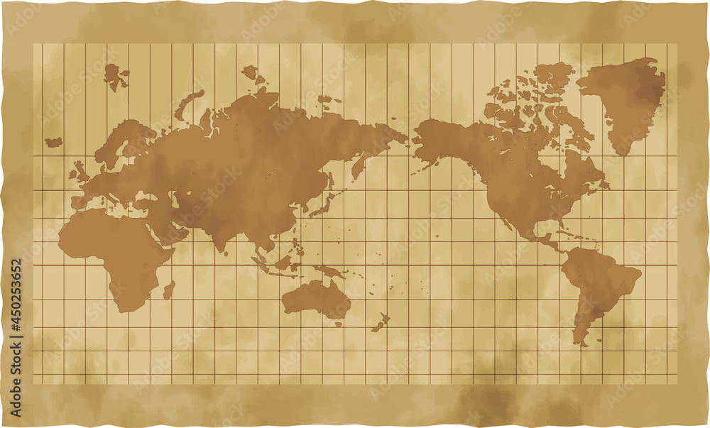 古びた世界地図のイメージイラスト Stock Vector | Adobe Stock