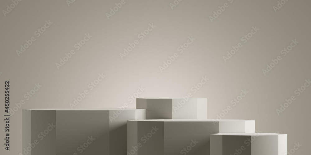 Minimal background.podium with white gray background for product presentation. 3d rendering illustration. Minimal background.podium with white gray background for product presentation. 3d rendering illustration.