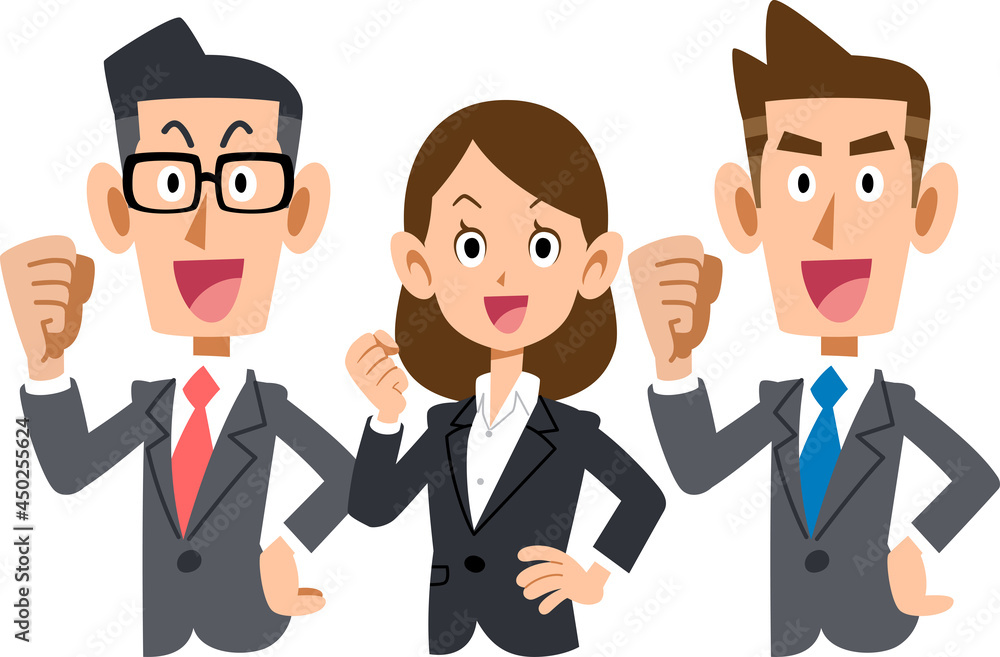 女性を中心にやる気を見せる3名のビジネスパーソン
女性を中心にやる気を見せる3名のビジネスパーソン