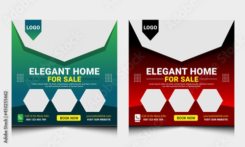 Real estate house property social media post or square web banner design template vector