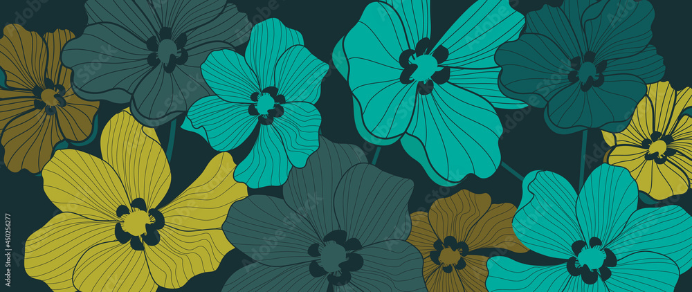 Luxurious line arts background design with cosmos flower spherical composition for wallpaper, textiles, paper and prints. Vintage vector illustration. Luxurious line arts background design with cosmos flower spherical composition for wallpaper, textiles, paper and prints. Vintage vector illustration.