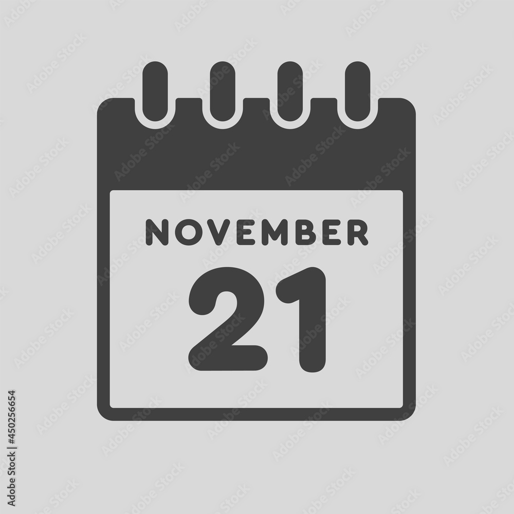 Icon day date 21 November, template calendar page Icon day date 21 November, template calendar page