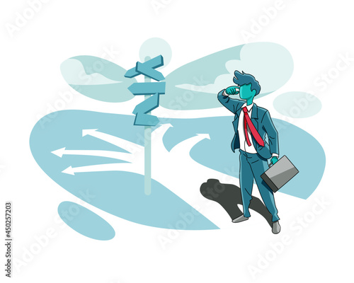 Man facing Multiple decisions concept