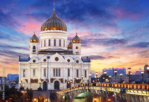 Moscow - Cathedral of Christ the Savior at sunset, Russia