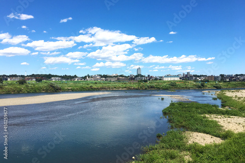 Scenery of Setagaya seen from the riverbed of the Tama River in Kawasaki