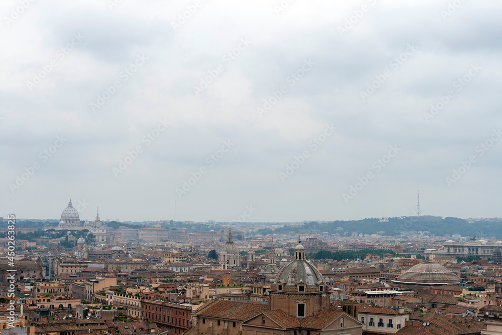 Landscape of Rome on a cloudy summer day