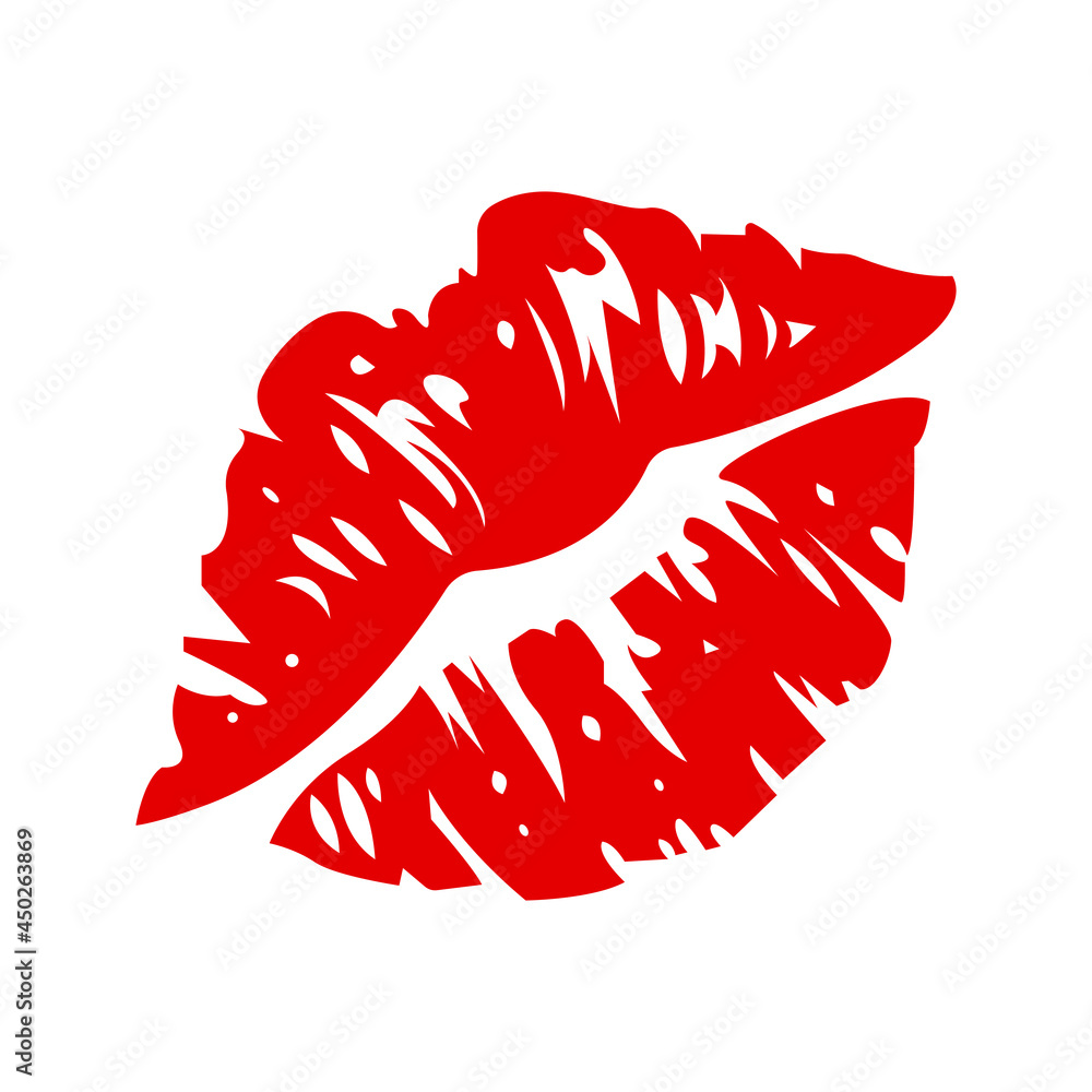 red lips print vector emoji - obrazy, fototapety, plakaty 