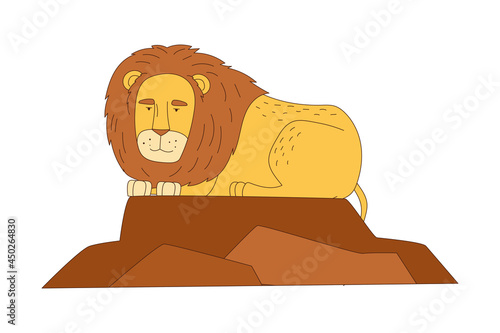 Lion with Thick Mane as African Animal Vector Illustration