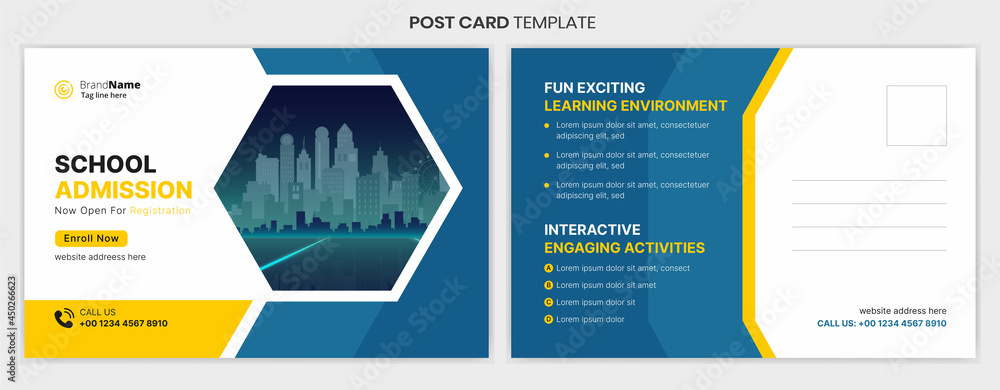 Fototapeta premium Corporate business postcard, fashion post card template, fitness postcard design template. Fully editable