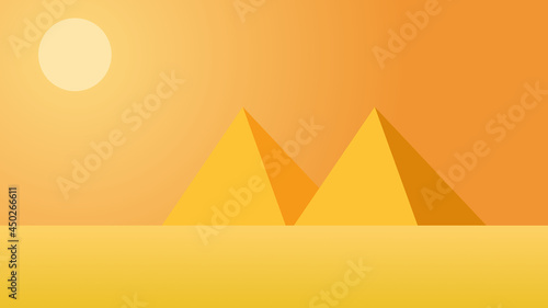 Vector illustration of pyramid in the desert.