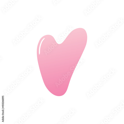 Pink stone, rose quartz gua sha beauty tool vector cartoon style icon for beauty, spa, massage design.