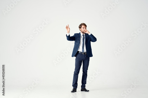 bearded business man emotions successful light background © SHOTPRIME STUDIO