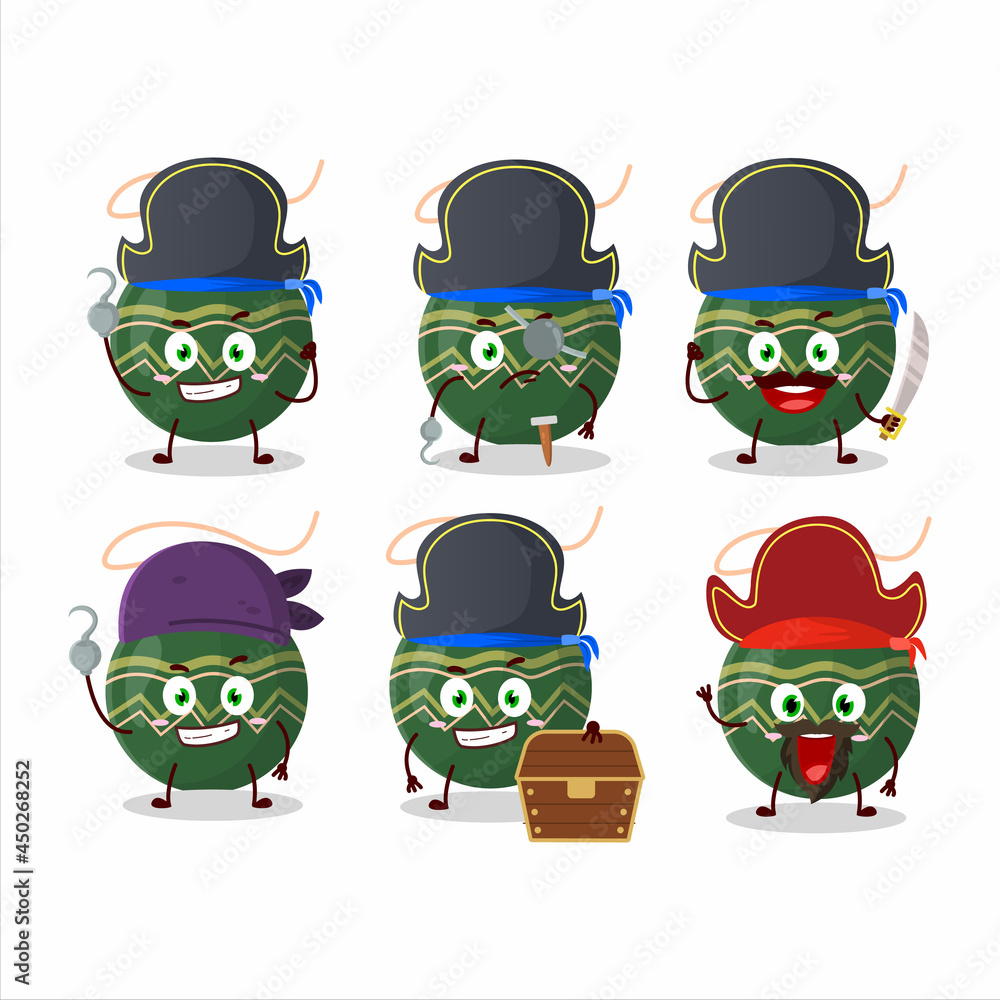 Cartoon character of christmas lights green with various pirates emoticons Cartoon character of christmas lights green with various pirates emoticons