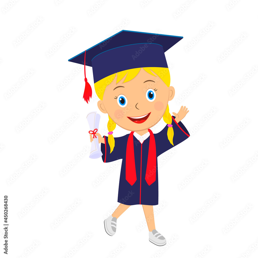 cute cartoon girl in graduation gown cute cartoon girl in graduation gown
