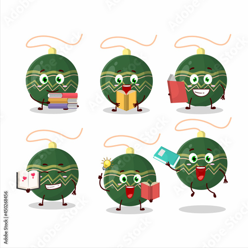 A picture of christmas lights green cartoon character concept reading an amusing book