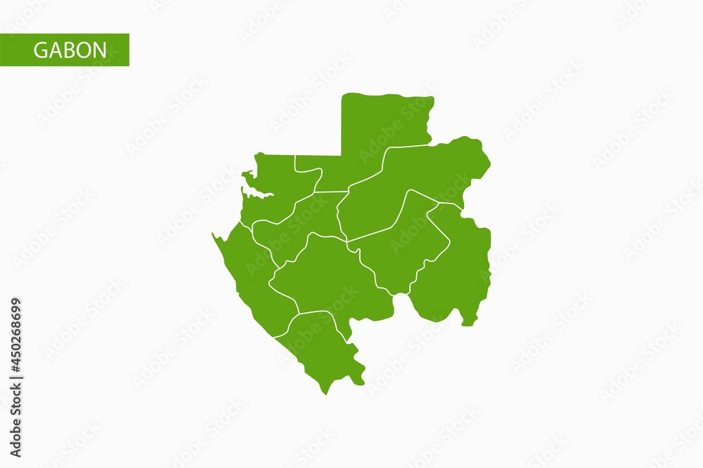 Gabon green map detailed vector.