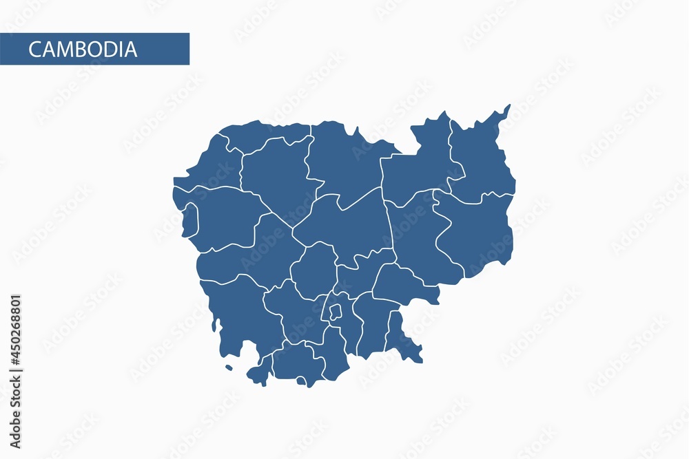 Cambodia blue map detailed vector. Cambodia blue map detailed vector.