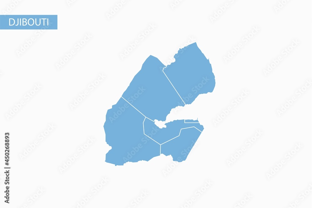 Djibouti blue map detailed vector. Djibouti blue map detailed vector.