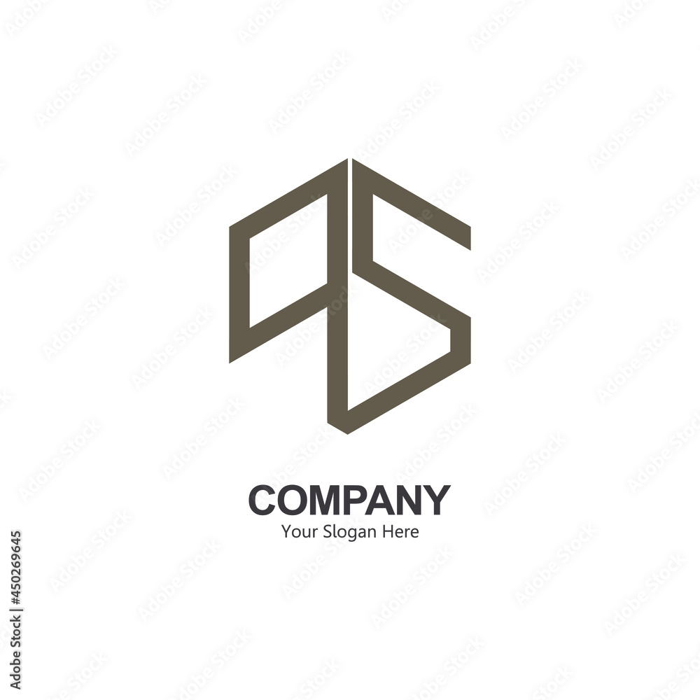 logo initials letters P and S with a hexagon shape. gray color. white background. Unique and simple combination logo design. for company brands and trademarks. modern logo template logo initials letters P and S with a hexagon shape. gray color. white background. Unique and simple combination logo design. for company brands and trademarks. modern logo template