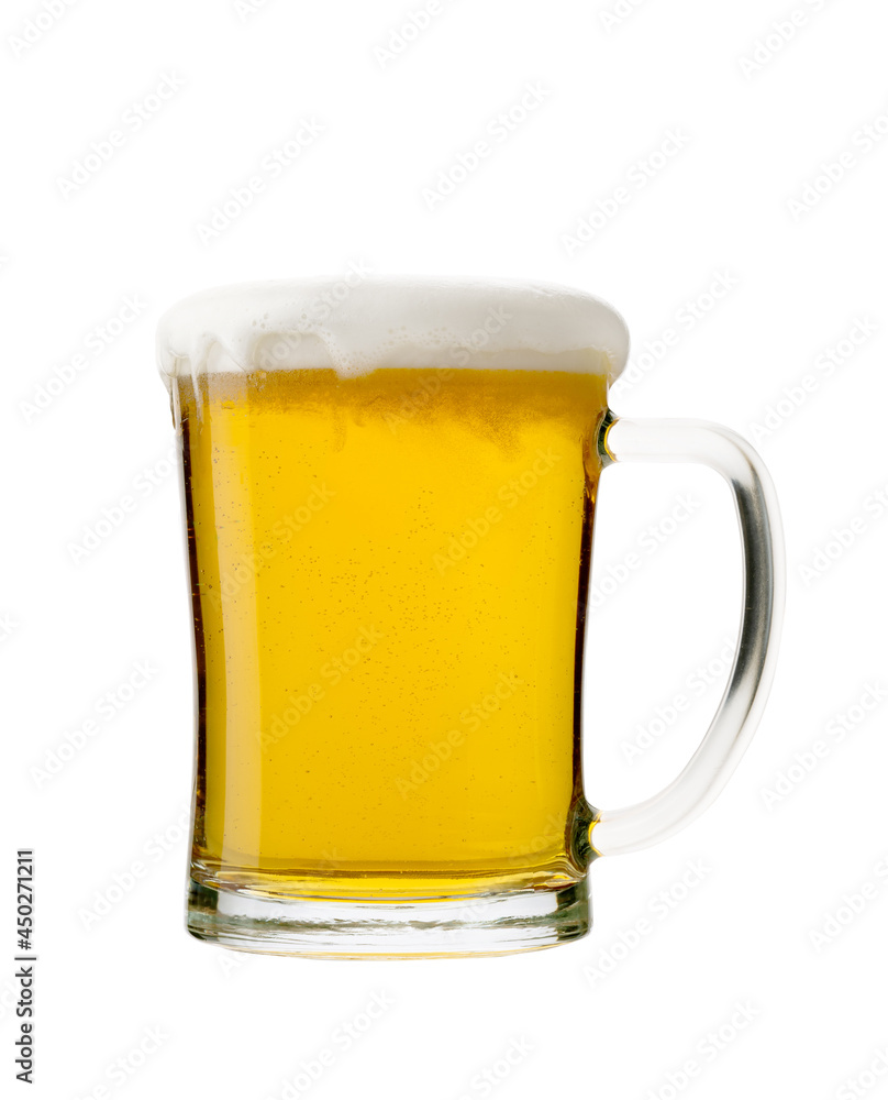 Glass of fresh beer isolated on white background with clipping path Glass of fresh beer isolated on white background with clipping path