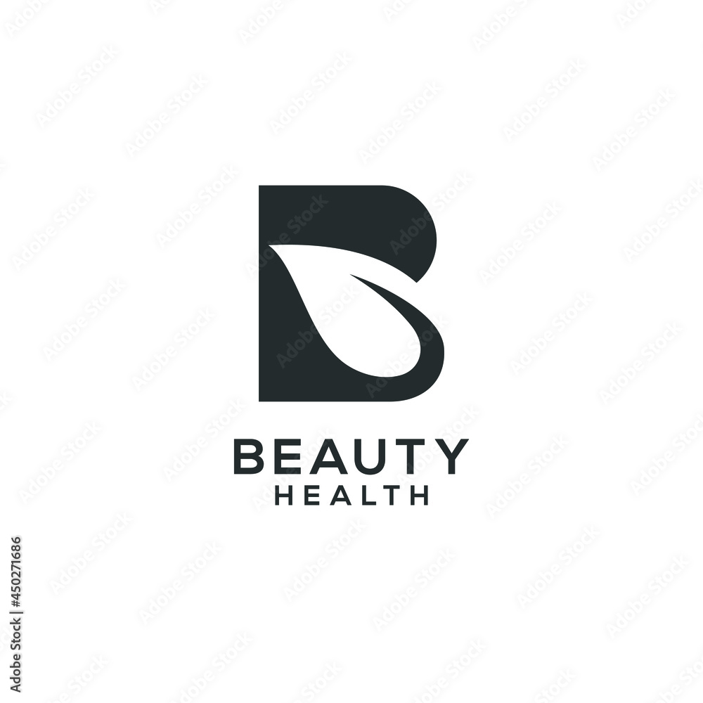 Initial letter B with leaf monogram logo design vector for company business health or beauty cosmetics Initial letter B with leaf monogram logo design vector for company business health or beauty cosmetics