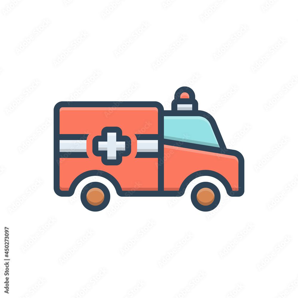 Color illustration icon for ambulance